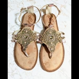 Naughty Monkey Rose Gold Leather Sandals